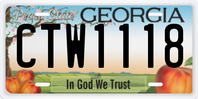 GA license plate CTW1118