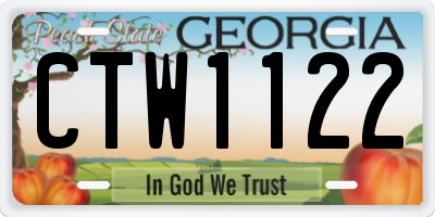 GA license plate CTW1122