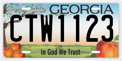 GA license plate CTW1123