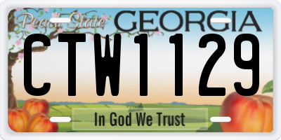 GA license plate CTW1129