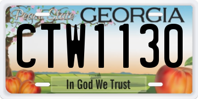 GA license plate CTW1130