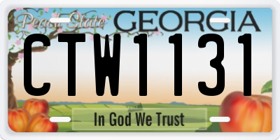 GA license plate CTW1131