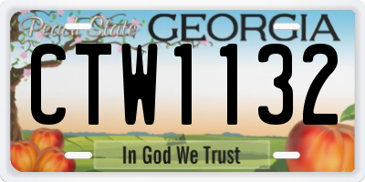 GA license plate CTW1132