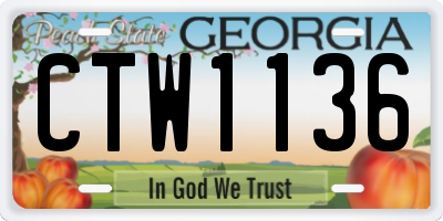 GA license plate CTW1136
