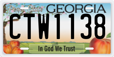 GA license plate CTW1138