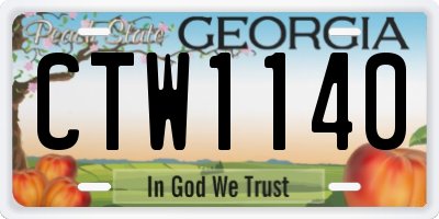 GA license plate CTW1140