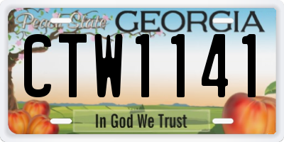 GA license plate CTW1141