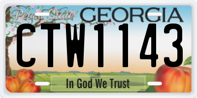 GA license plate CTW1143