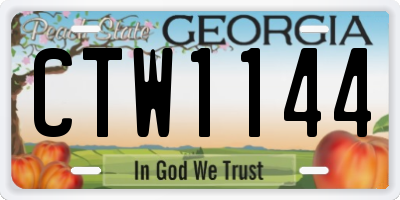 GA license plate CTW1144