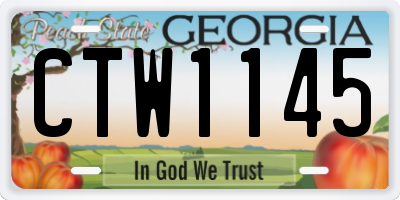 GA license plate CTW1145