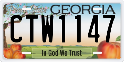 GA license plate CTW1147