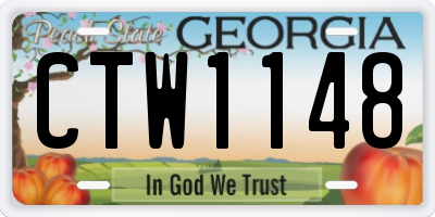 GA license plate CTW1148