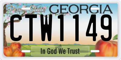 GA license plate CTW1149