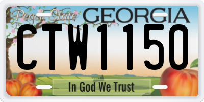 GA license plate CTW1150