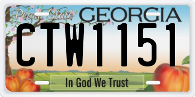 GA license plate CTW1151