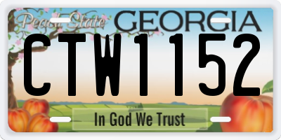 GA license plate CTW1152