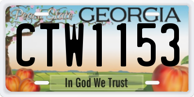 GA license plate CTW1153