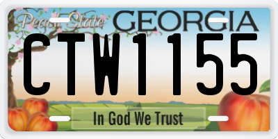 GA license plate CTW1155