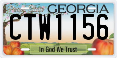 GA license plate CTW1156
