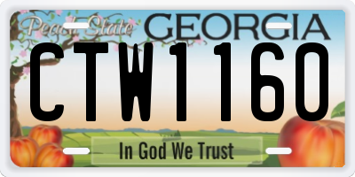 GA license plate CTW1160