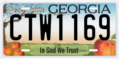 GA license plate CTW1169