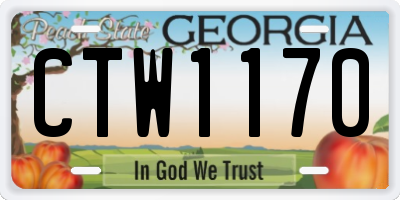 GA license plate CTW1170