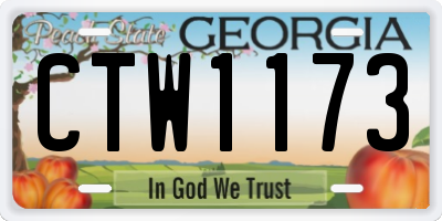 GA license plate CTW1173
