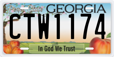 GA license plate CTW1174
