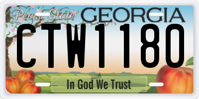 GA license plate CTW1180