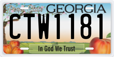 GA license plate CTW1181