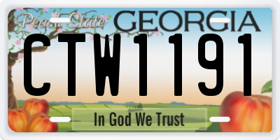 GA license plate CTW1191