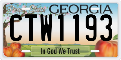 GA license plate CTW1193