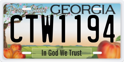 GA license plate CTW1194