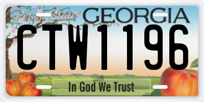 GA license plate CTW1196