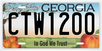 GA license plate CTW1200