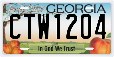 GA license plate CTW1204