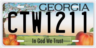 GA license plate CTW1211