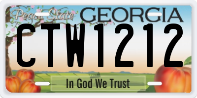 GA license plate CTW1212