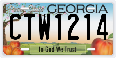 GA license plate CTW1214