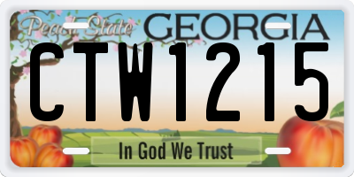 GA license plate CTW1215
