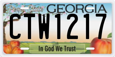 GA license plate CTW1217