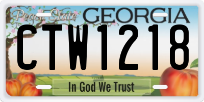 GA license plate CTW1218
