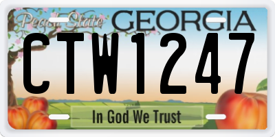 GA license plate CTW1247