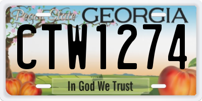GA license plate CTW1274