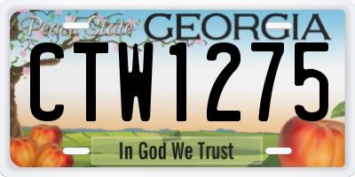 GA license plate CTW1275