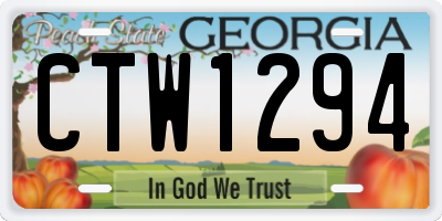 GA license plate CTW1294
