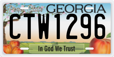 GA license plate CTW1296