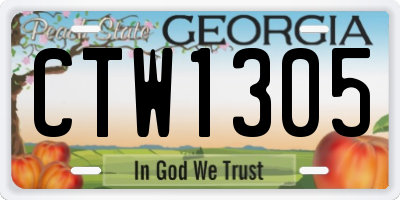 GA license plate CTW1305