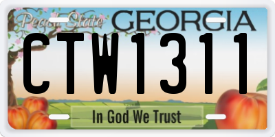 GA license plate CTW1311