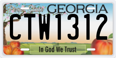 GA license plate CTW1312